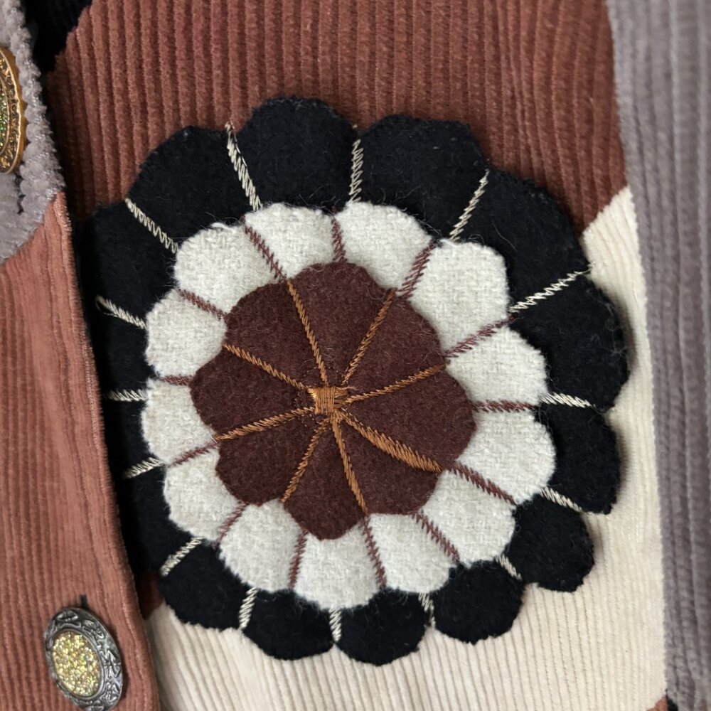 Indigo Moon Soft Corduroy Patchwork Embossed Butt… - image 4